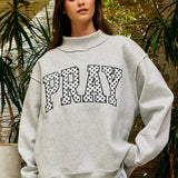 Embroidered PRAY Mock Neck