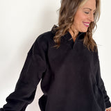 Oversized Polo Pullover- Black