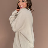 Side Slit Oversized Sweater- Sand