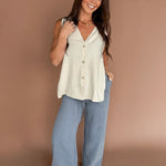 Tencel Wide Leg Pants-Blue - Ana Patricia Boutique