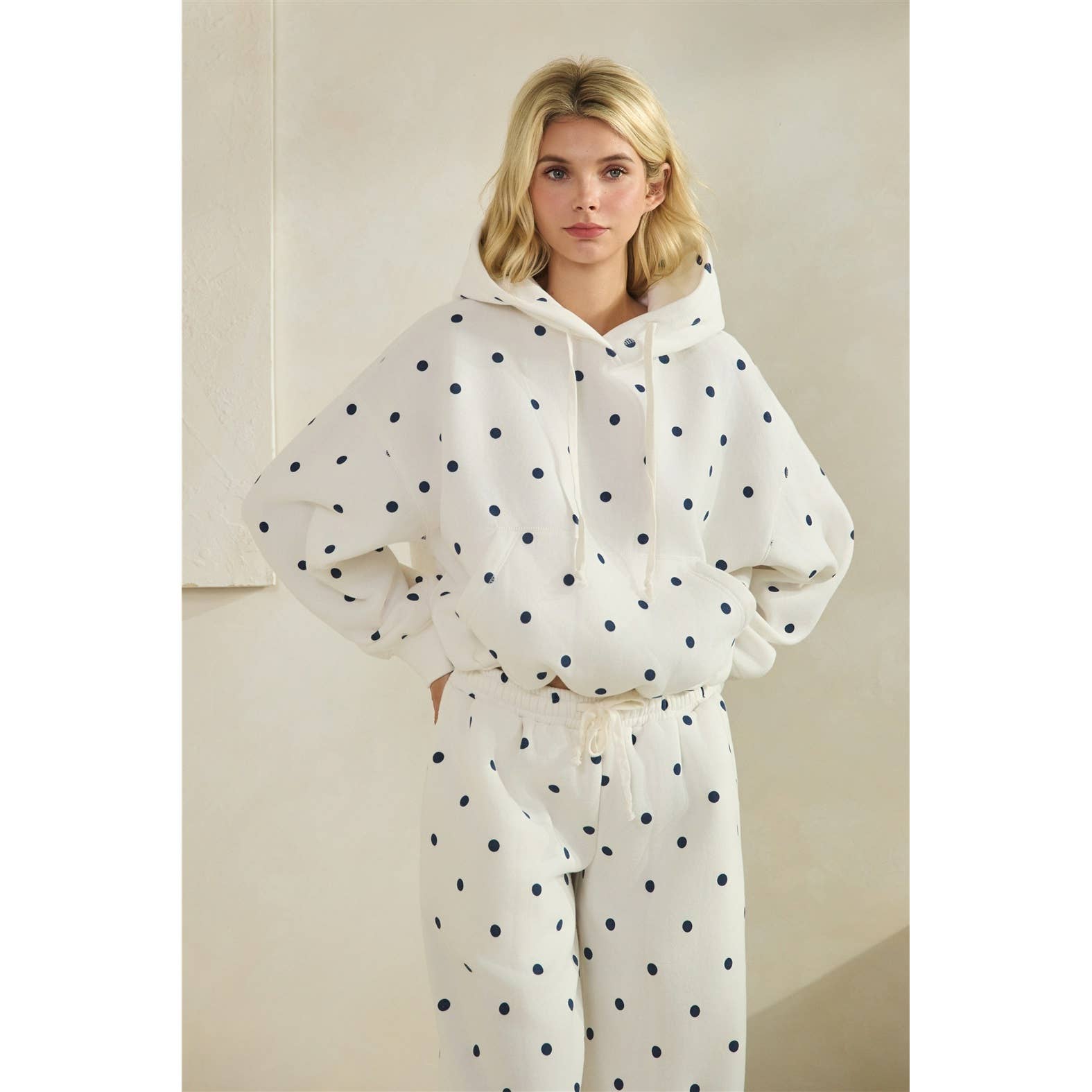 Printed Bubble Hem Knit Hoodie - Ana Patricia Boutique