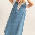 V Neck Denim Dress - Ana Patricia Boutique