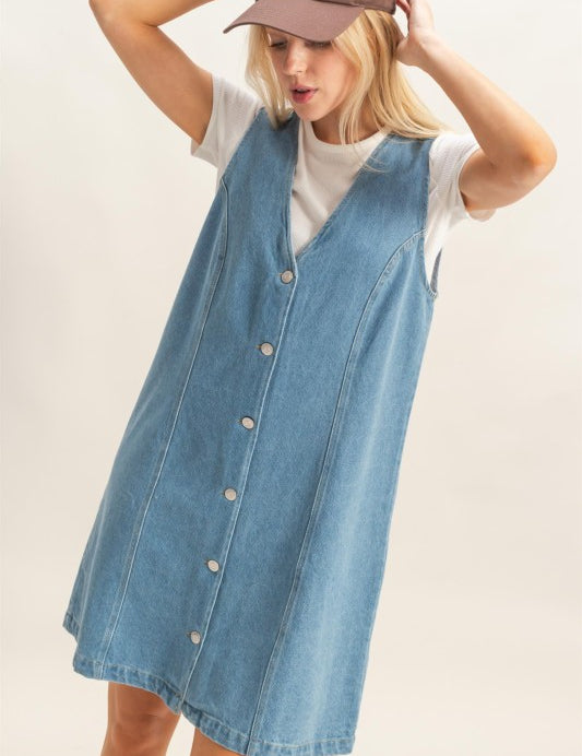 V Neck Denim Dress – Ana Patricia Boutique