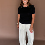 Layered Look Sweater Top- Black