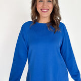 Luxe Ribbed Raglan Top-Blue