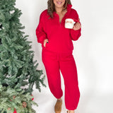 Fleece Jogger Sweatpants- Red