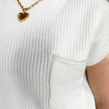 Ribbed Mock Neck Sweater-Ivory