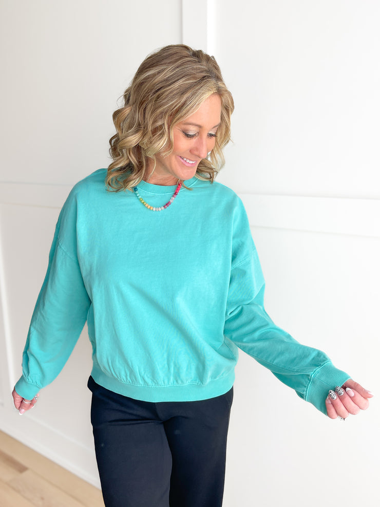 Comfort Crush Pullover- Turquoise