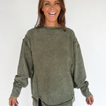 Double Ribbed Pullover- Olive - Ana Patricia Boutique