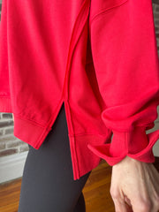 Tamika Henley Sweatshirt-Red