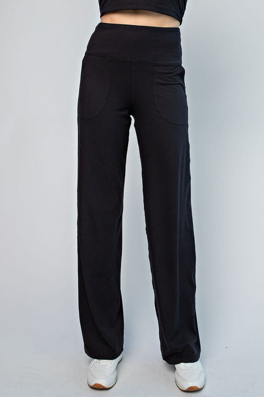 Straight Leg Yoga Pants- Black