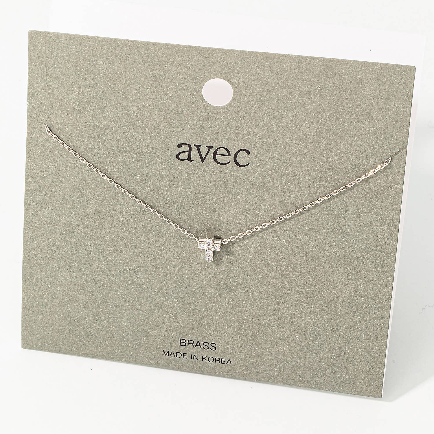 Mini Pave Cross Charm Necklace