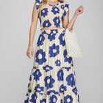 Tiered Floral Skirt- Blue - Ana Patricia Boutique