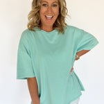 Mineral Wash Oversized Tee-Turquoise - Ana Patricia Boutique