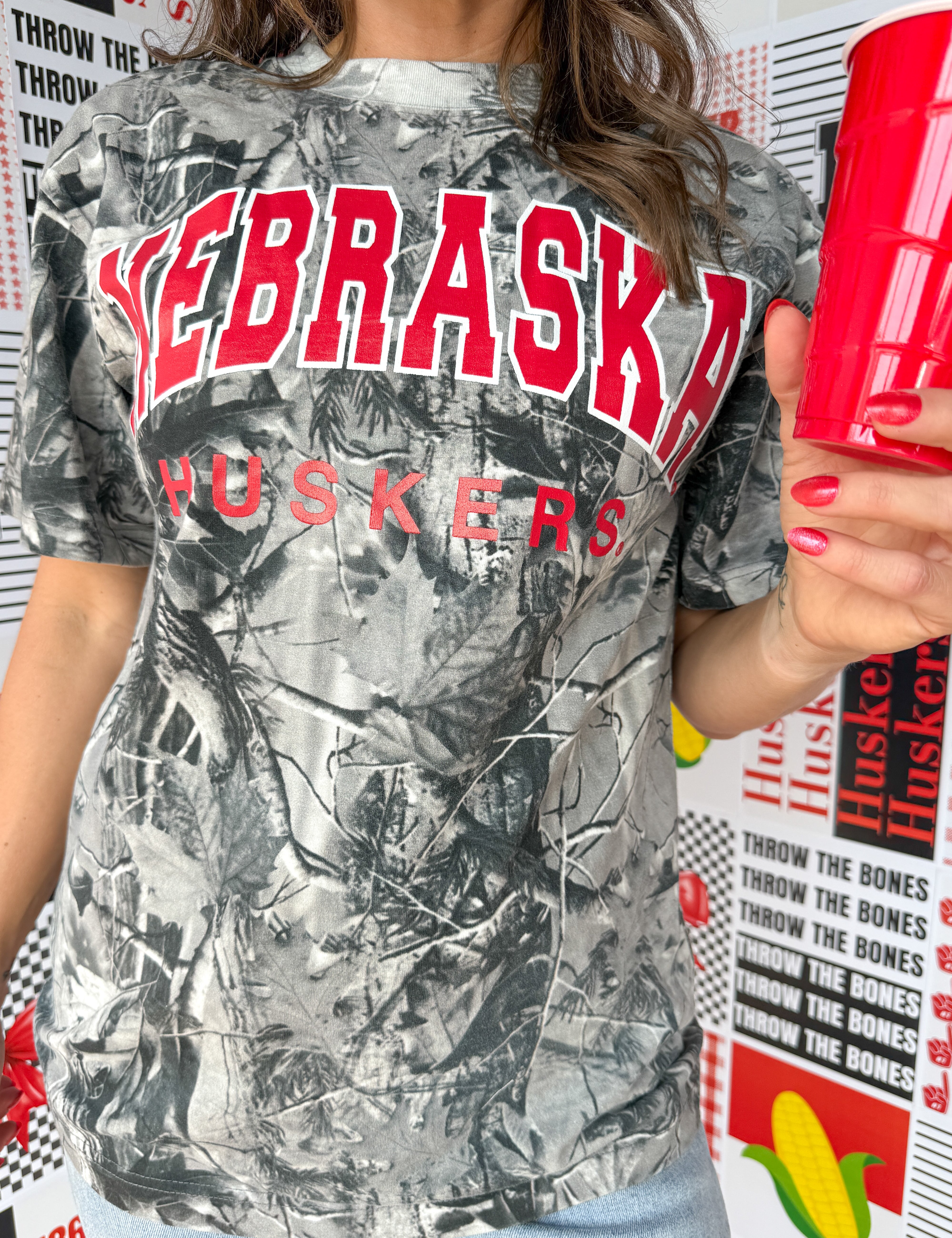 Huskers Camo Tee: Black/White - Ana Patricia Boutique