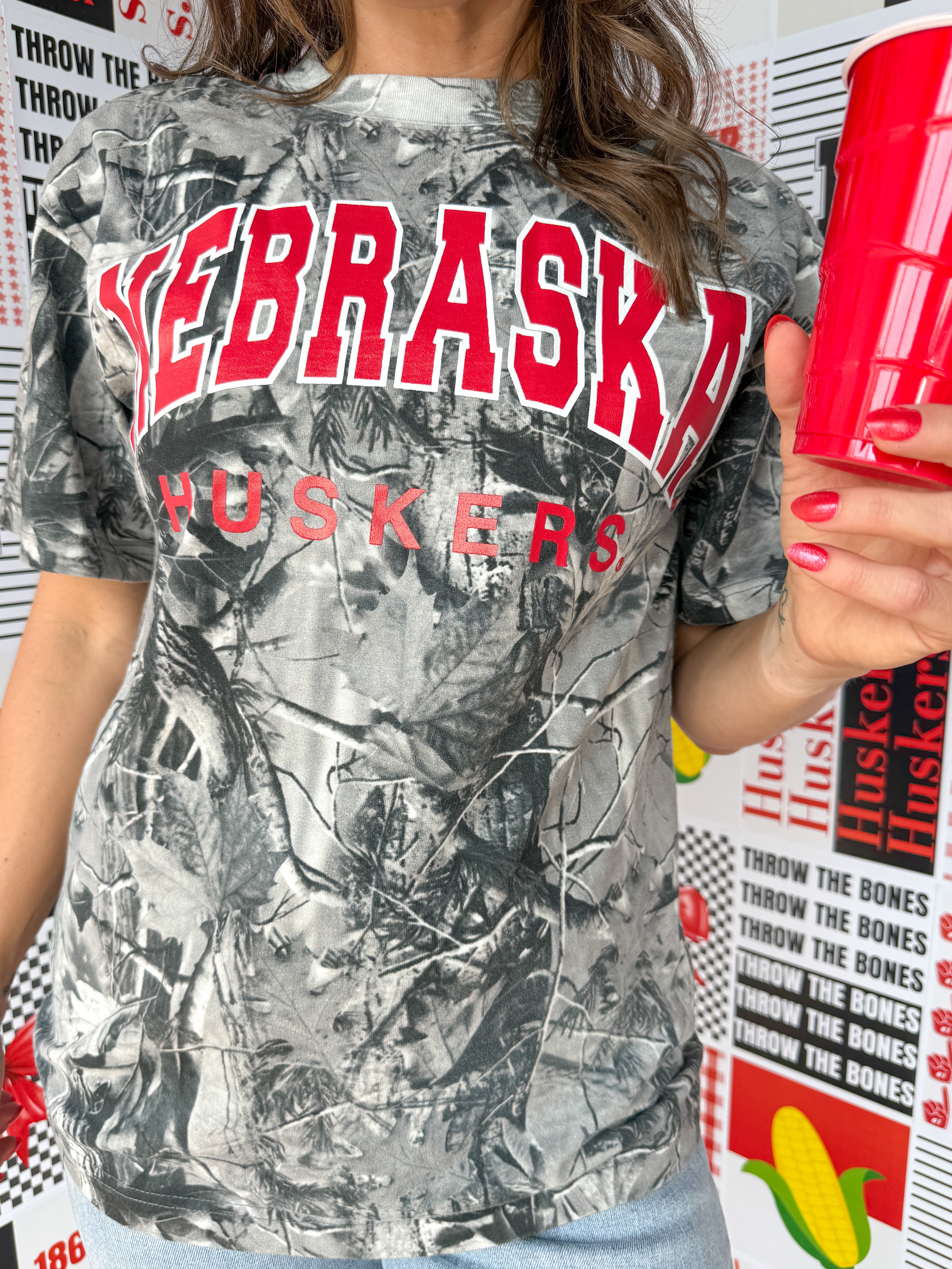 Huskers Camo Tee: Black/White - Ana Patricia Boutique