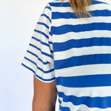 Striped Contrast Tee- Blue