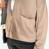 Zip Up Utility Jacket- Taupe
