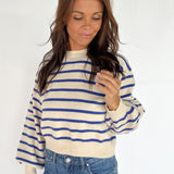 Striped Crewneck Sweater- Blue