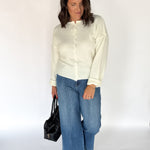 Classic Button Cardigan Top- Ivory - Ana Patricia Boutique