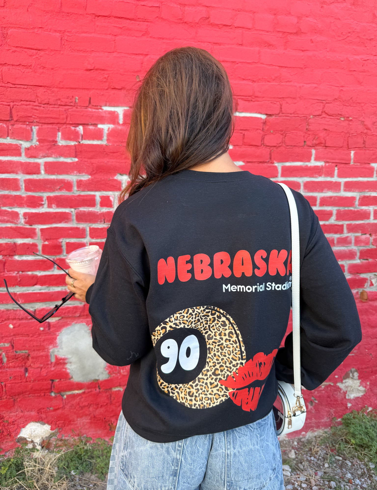Nebraska 8 Ball Crewneck- Black - Ana Patricia Boutique