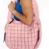 Puffer Hobo Tote Bag: Light Pink
