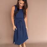 Cotton Tank Midi Dress-Navy - Ana Patricia Boutique