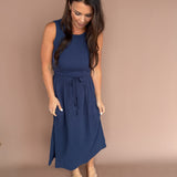 Cotton Tank Midi Dress-Navy - Ana Patricia Boutique