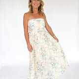 Strapless Floral Eyelet Dress
