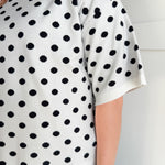 Oversized Polka Dot Top- White - Ana Patricia Boutique