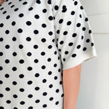 Oversized Polka Dot Top- White - Ana Patricia Boutique