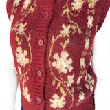 Floral Sweater Vest- Burgundy