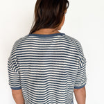 Striped Henley Top- Blue - Ana Patricia Boutique