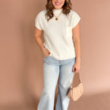 Ribbed Mock Neck Sweater-Ivory