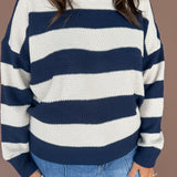 Thick Stripe Sweater- Navy