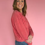 Flower Patch Pullover- Mineral Red - Ana Patricia Boutique