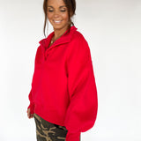 High Collar Pullover - Red