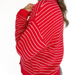 Stripe Button Cardigan -Red - Ana Patricia Boutique