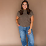 Short Sleeve Sweater-Brown