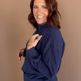 Front Pocket Pullover-Navy