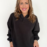 Oversized Polo Pullover- Black