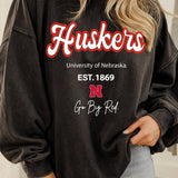 Nebraska Huskers Letterman Charcoal Chrome Sweatshirt: XS/S - Ana Patricia Boutique