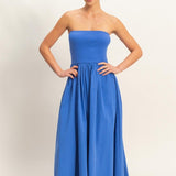 Strapless Midi Dress-Royal Blue - Ana Patricia Boutique