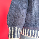 Mock Neck Stitched Sweater- Navy