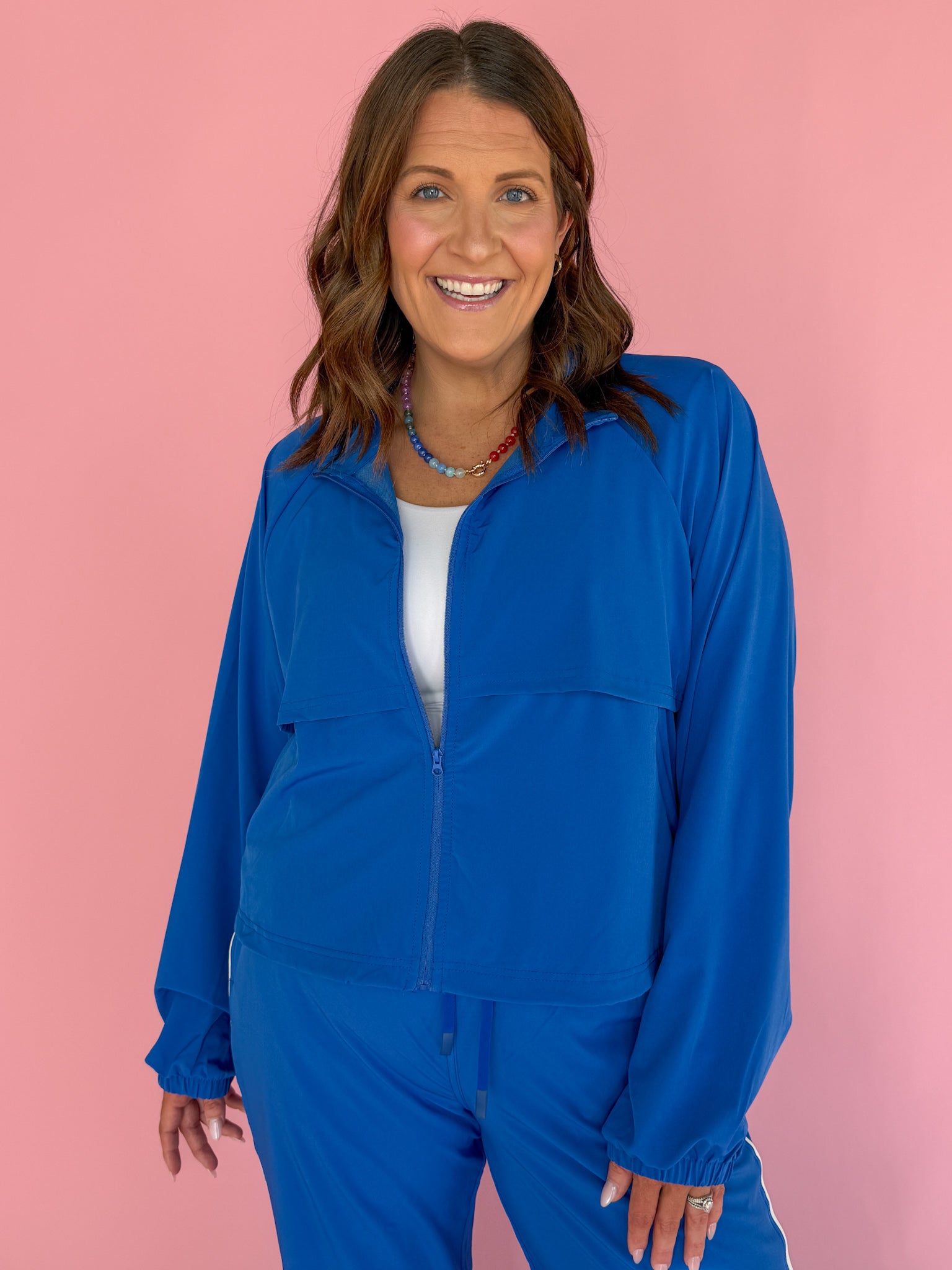 Windbreaker Active Jacket- Blue - Ana Patricia Boutique
