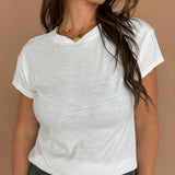 Cotton Crewneck Baby Tee- White - Ana Patricia Boutique