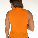 Simple Button Down Tank- Orange