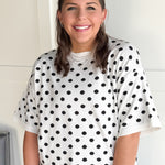 Oversized Polka Dot Top- White - Ana Patricia Boutique
