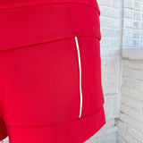 A Line Piping Shorts- Red - Ana Patricia Boutique