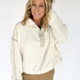 Fleece Half Zip Pullover- Ivory